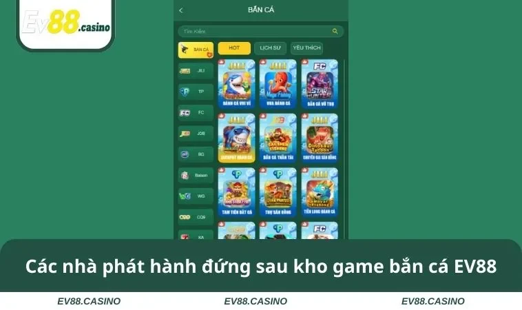 ban ca ev88 1 Các nhà phát hành đứng sau kho game bắn cá EV88