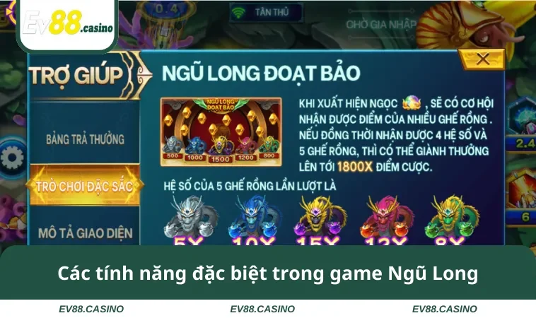 ban ca ngu long 2 Các tính năng đặc biệt trong game Ngũ Long