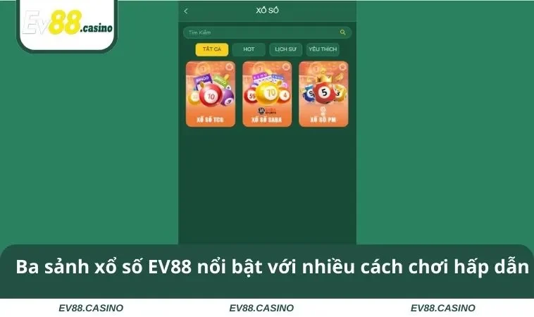 xo so ev88 1 Ba sảnh xổ số EV88 nổi bật với nhiều cách chơi hấp dẫn